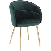 Lindsey Dining Chair in Green Velvet & Gold Metal